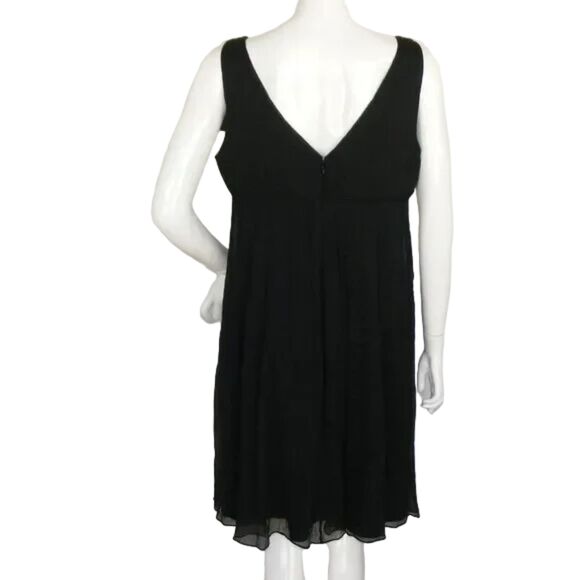 new J.CREW Silk Chiffon Dress, 12, Black, Babydoll, Cocktail/Party, V-neck - Picture 6 of 15